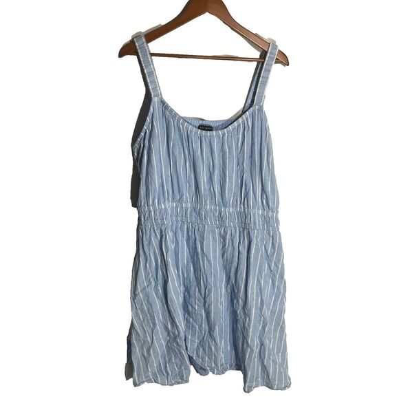 Lane Bryant Dresses & Skirts - LANE BRYANT blue white striped elastic empire waist linen cotton sundress 22